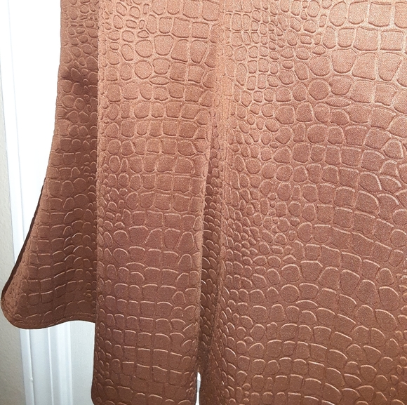 1X Simonton Says George Simonton Pebble Textured Godet Panel Skirt in Brown - Picture 7 of 10